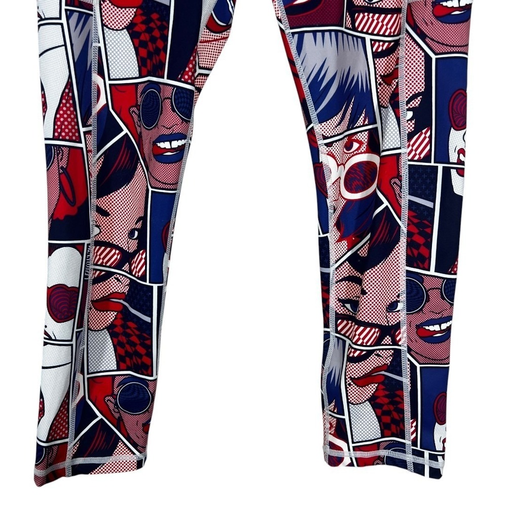 Constantly Varied Gear Pop Art Comic Print Crop Capri Leggings Red Blue Size XS - Picture 4 of 6